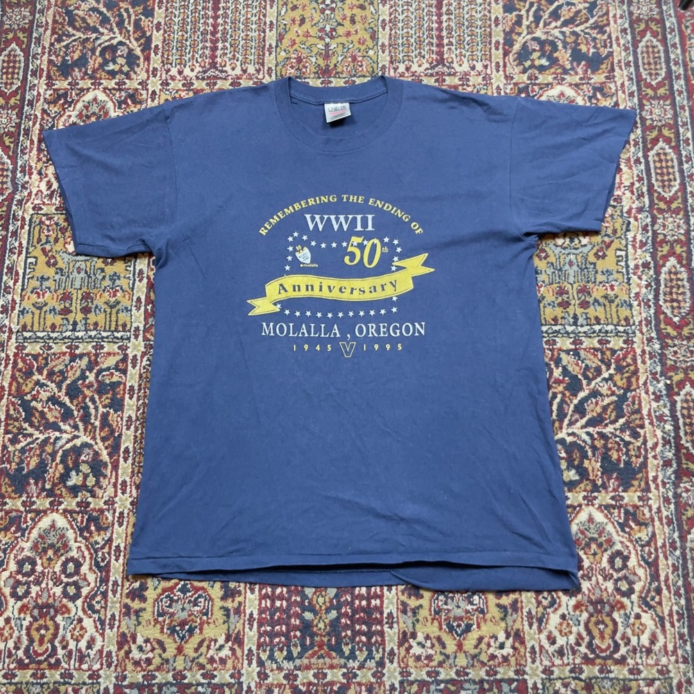 VTG 1995 Oneita WWII 50th Anniversary T Shirt Molalla Oregon Single Stitch XL